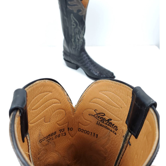 Lucchese  10D Custom Hornback Caiman Burnished Mad Dog Goat Shaft Cowboy Boots - Picture 11 of 13